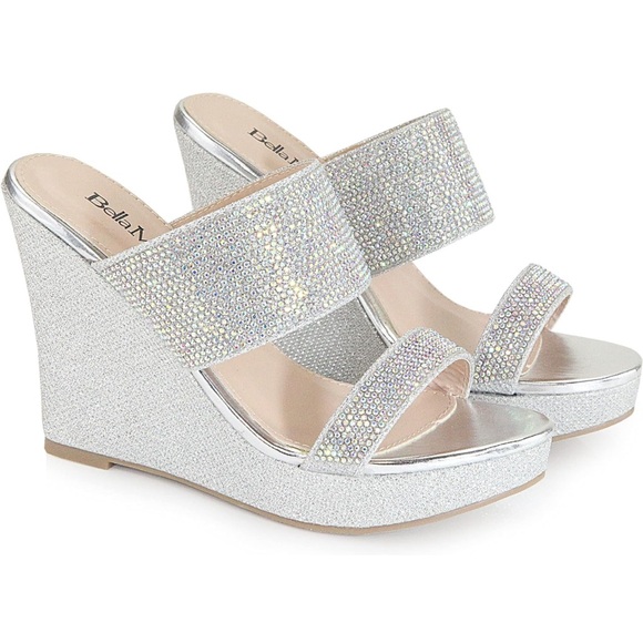 Rhinestone Silver Wedge Sandal - Picture 6 of 7